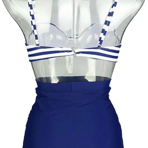 COCOSHIP Retro Polka Dot Twisted Front High Waisted summer beach resort … - Picture 3 of 3